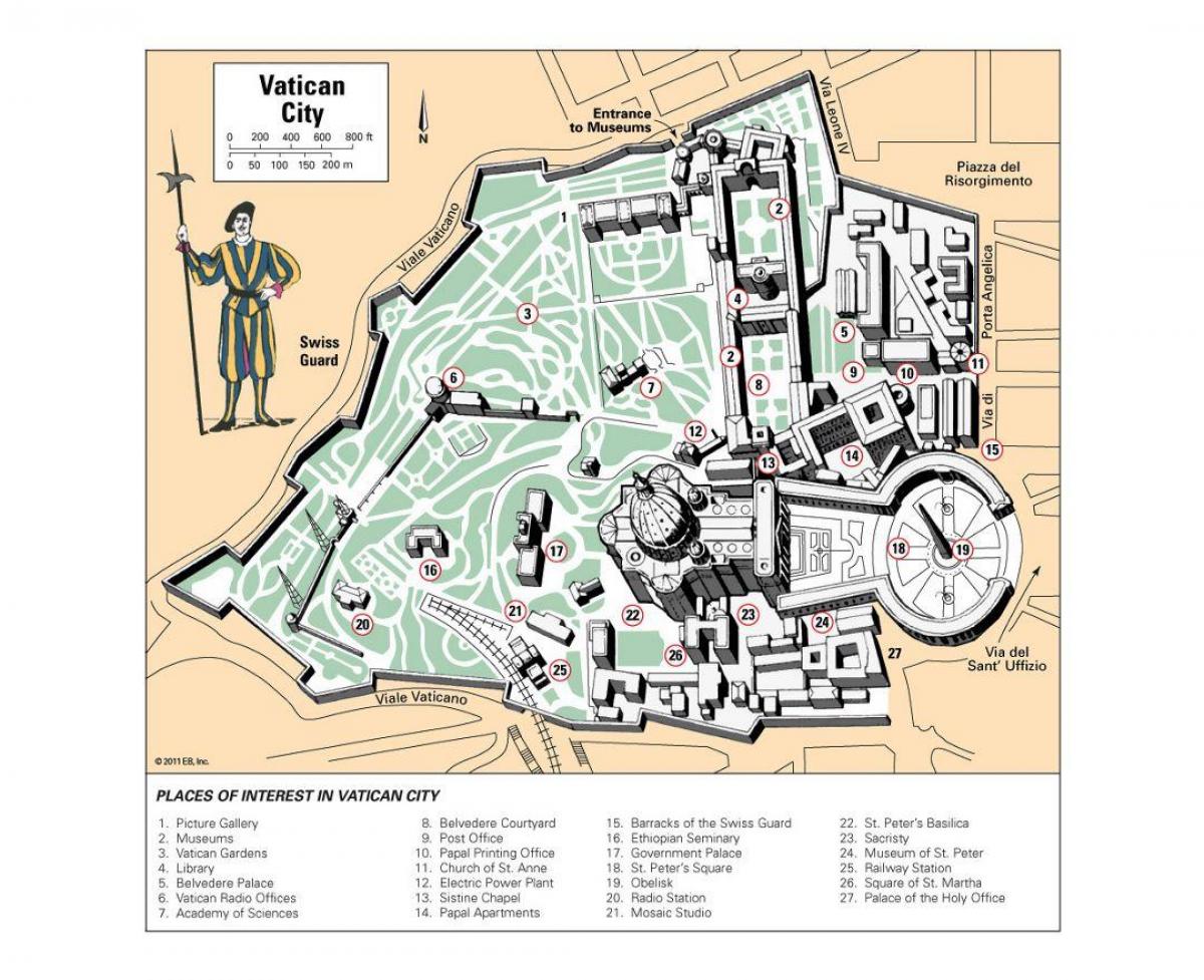 карта размяшчэння музей Ватыкана 